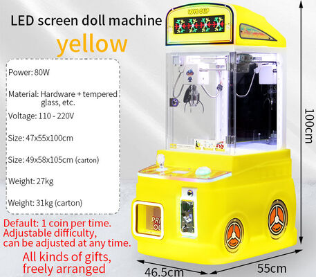 Coin-Operated LED Display Mini Prize Claw Machine Indoor Plush Toy Vending Machine