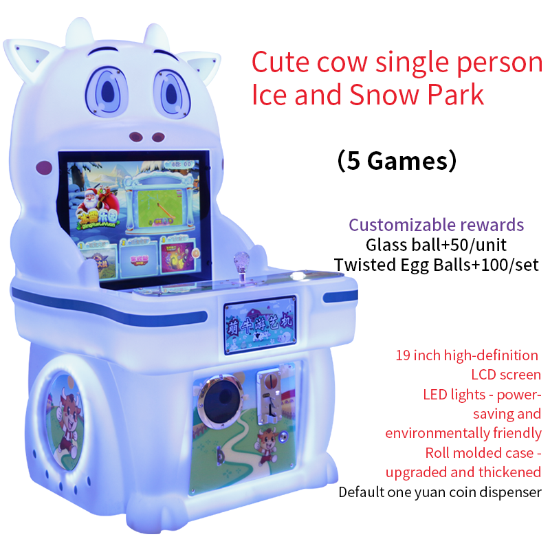 Cute Cow Single-Person 220V Coin-Operated Arcade Game Fun Pusher For Kids 6+Years