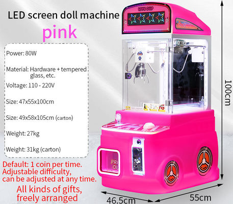 Harga yang bagus Pink Customized Mini Claws Dalam Berbagai Warna Koin-dioperasikan Plush Toy Arcade Game on line