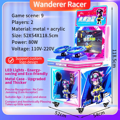 Juego de carreras de máquinas arcade para niños con monedas en el interior