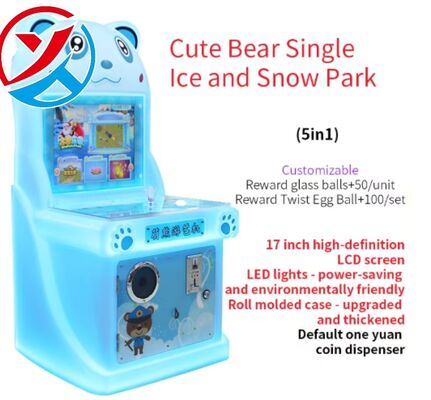 Machine de jeu pour enfants à pièces, d'intérieur, avec ours mignon et coloré, pour une personne