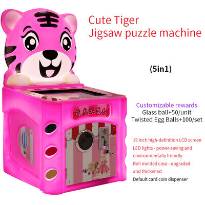 kwaliteit Leuke Tiger 5-in-1 Kids Arcade Game Machine Muntautomaat met 19-inch scherm fabriek